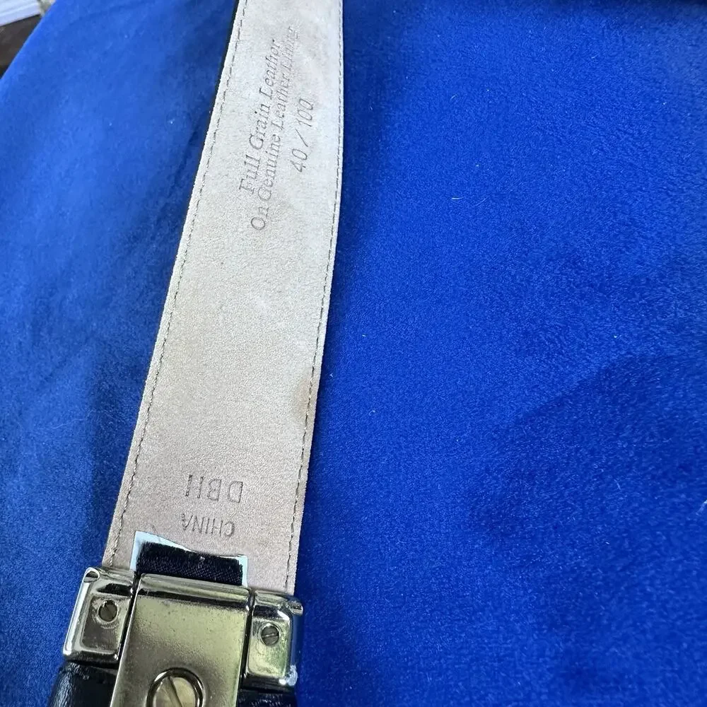 Donald Trump Belt Men 40 Leather silver Buckle Suede interior excellent